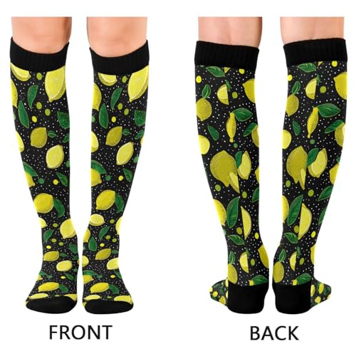 Image of Wusikd Heartbeat Symbol Compression Socks for Women and Men Circulation Black Long Socks for Athletic Running 1
