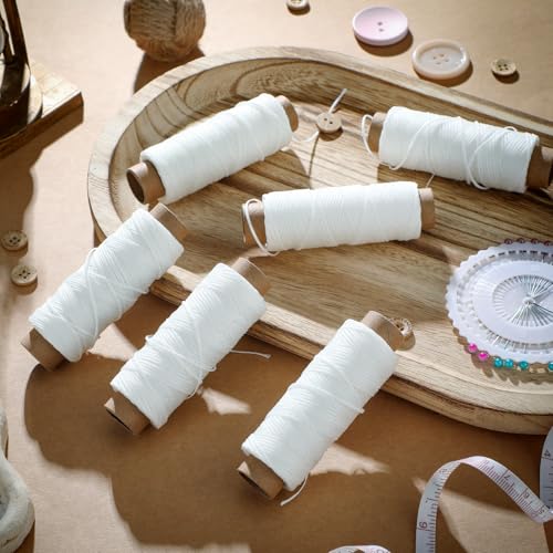 Set de 12 Hilos encerados para coser blanco 50 m miniatura 6