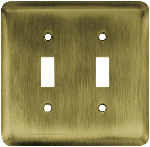 Franklin Brass 64089 Stamped Steel Round Double Toggle Switch Wall Plate/Switch Plate/Cover, Antique Brass