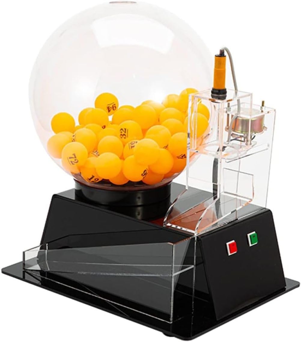 Máquina de lotería automática eléctrica: Tambor acrílico Transparente Grande con Bolas de Bingo, Ideal for Eventos y Juegos de Casino.