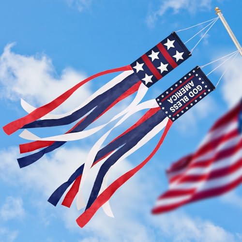 62 Inch Windsock Flag 4th of July Decorations Patriotic Windsock for Patriotic Events Memorial Day Flag Independence Veterans Labor Armed Forces Decor Hanging Decor for Yard Indoor Outdoor