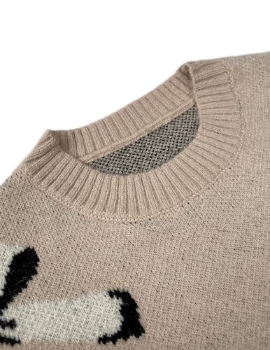 Womens Oversized Cute Bow Tie Sweater Spring 2025 Cozy Chunky Ribbed Knit Crewneck Long Sleeve Pullover Tops4