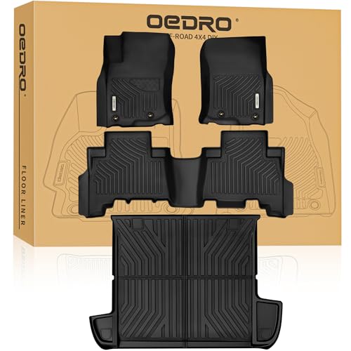 OEDRO Floor Mats & Cargo Liner Fit for Toyota 4Runner 2013-2024(Only 5 Seater Not Fit 7 Seats) Custom Fit TPE All Weather Floor Liners for 4Runner Accessories 1st & 2nd Row Car Mats Full Set Black