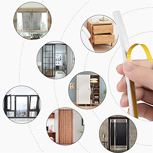 Image of Breewell D Shaped (Yellow & White) Self-Adhesive Epdm Doors and Windows Foam Seal Strip Rubber Weatherstrip 6 Meter (2 X 3 M = 6 Meter)-Pack of 2
