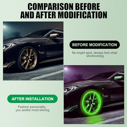 Flygun 6 PCS Car LED Tire Lights, Waterproof PVC Metal Vehicle Tire Flash Light Bulb Replacements, Universal Automotive Decoration Accessories for Car Truck SUV Motorcycle Bike (Green)