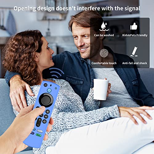 Voice Remote Cover, Silicone Cover Case For Tv Stick / Tv (3Rd Gen 2021 Release) Compatible With All-New 3Nd Gen Remote Control With Lanyard (Glow Blue) #TOP2