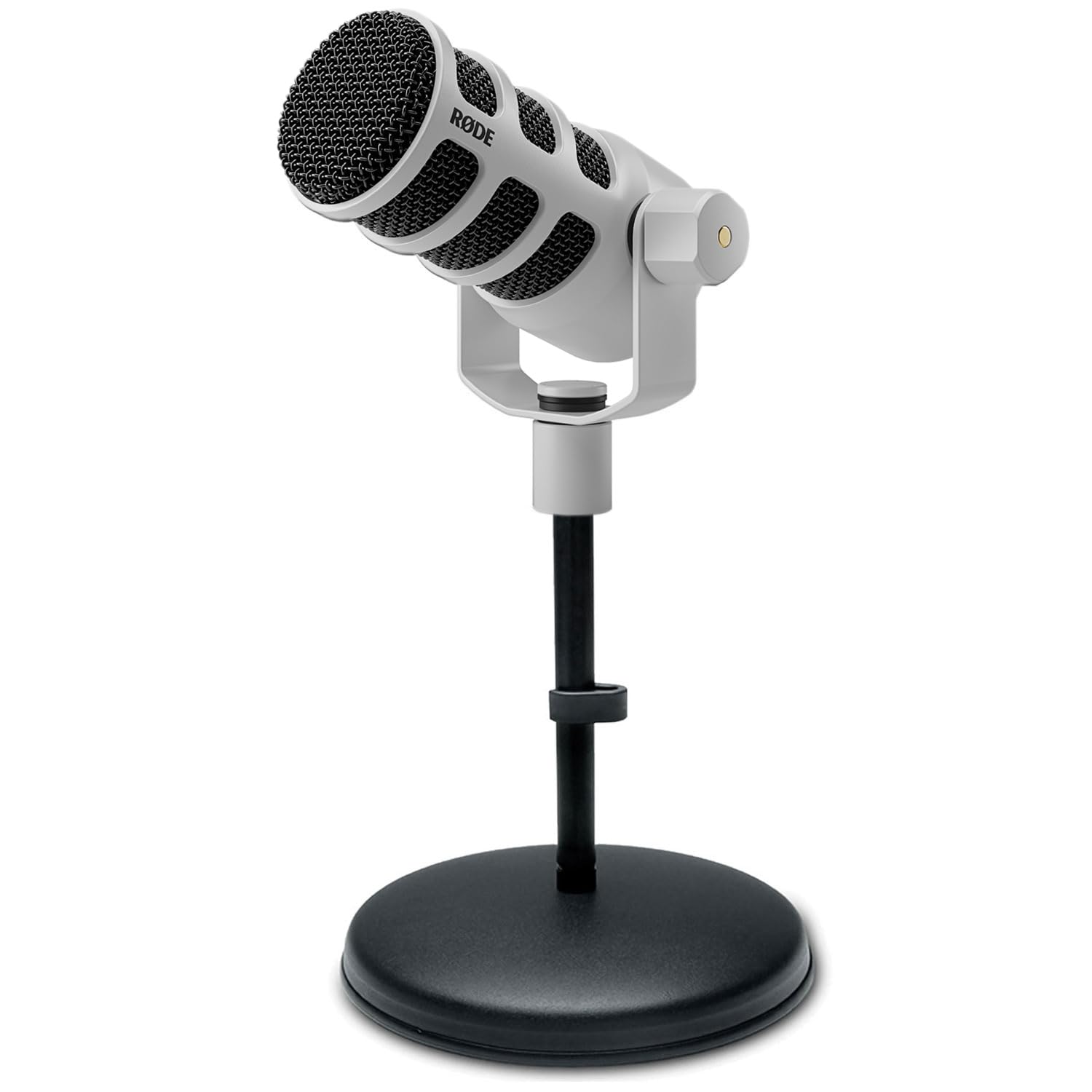 Rode Podmic USB XLR Dynamisches Sprecher-Mikrofon Weiss mit keepdrum MS032 Tisch-Stativ