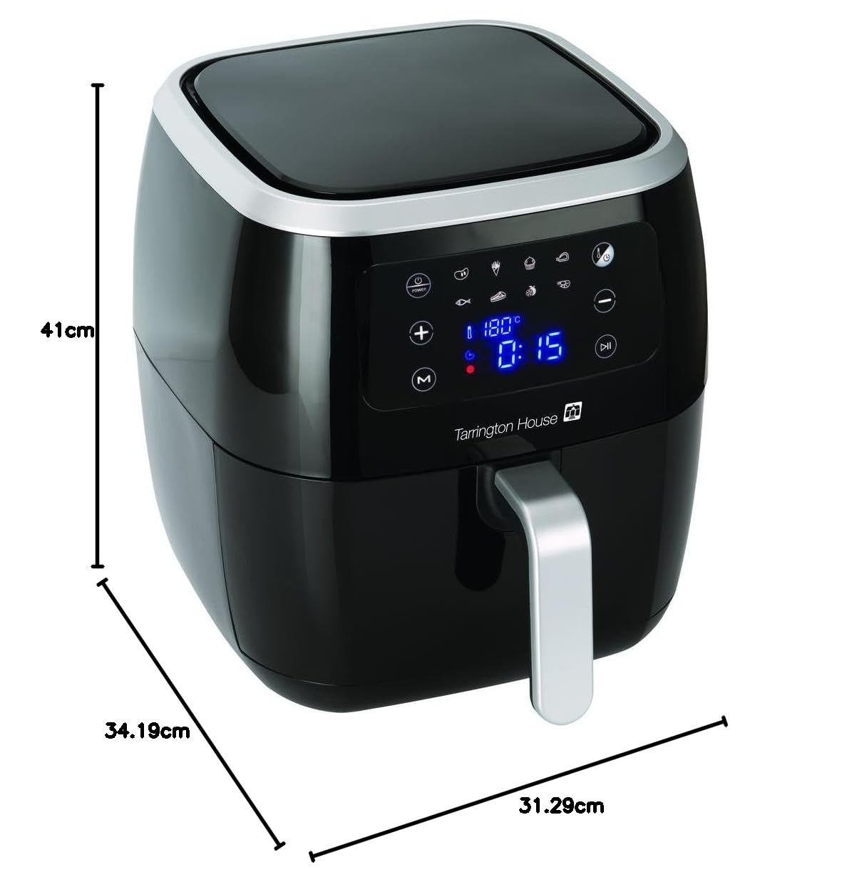 Tarrington House Friggitrice ad aria calda AF1800CP, plastica, 6.8 l, 1800 W, 8 programmi, timer di 60 min, nera