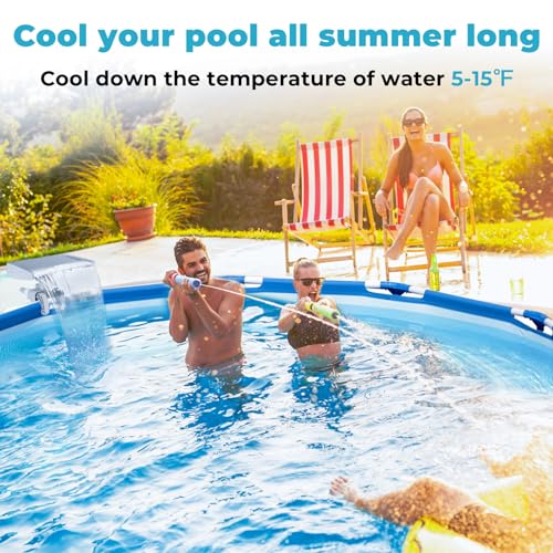 Pool Fountain, Pool Fountains for Above Ground Pools, Relaxing Waterfall Inground Swimming Pool Attachment, Water Spillway Koi Pond Waterfalls Fountains Kit Pool Cooler, Swimming Pool Accessories