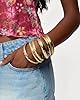 YEEZII Gold Bangle Bracelets for Women, 7Pcs 14K Gold Plated Boho Indian Multi Stackable Textured Bracelets, Chunky Bangle Set for Women Jewelry Gifts #5