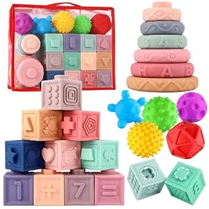 Baby Toys 6 to 12 Months,Montessori Toys for Babies 6-12 Months,Infant Toys Set,Soft Baby Blocks,Stacking Toys for Toddlers 1-3,Sensory Toys for Babies 0-6-12 Month,Great Baby Gifts