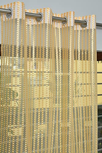 Image of HOME UTSAV 1 Piece Sheer Premium Tissue Net Polyester Curtains for Long Door 9 Feet, Gold
