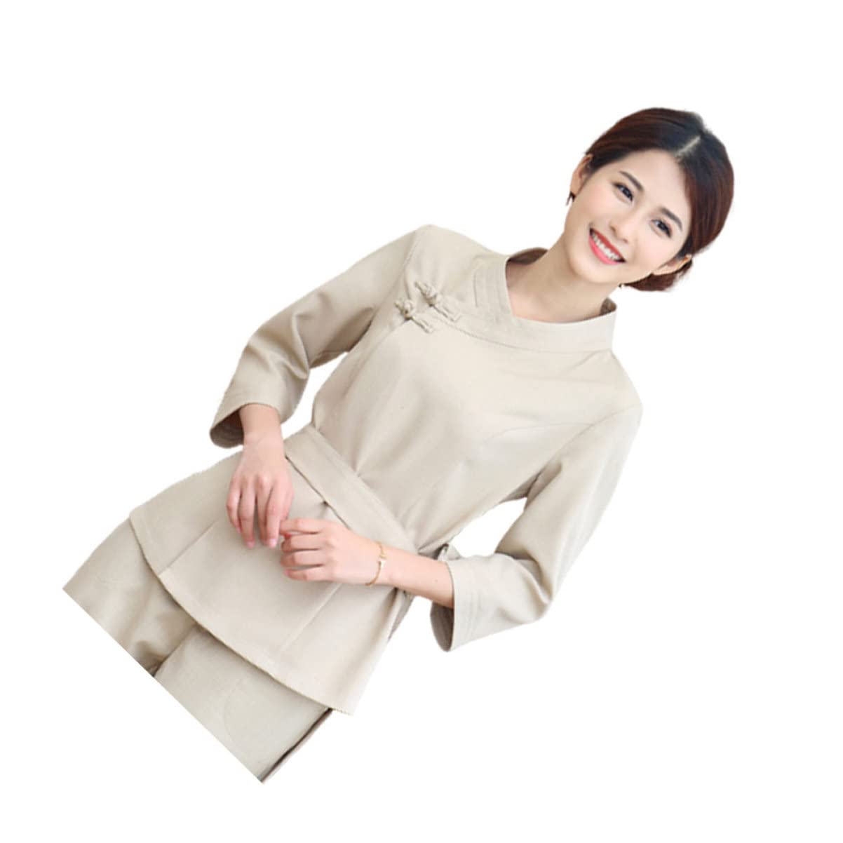 FOMIYES 1Set de Pantalones de Belleza Beige Y Ropa Exfoliante Hopital Útil Trabajo Superior Teñido Beige Tamaño de Traje Técnico de Peluquería Xxxl Uniforme de Spa para Monos de