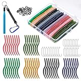 CVLIFE Wacky Worm Kit 180PCS Wacky Rig Kit for Bass Fishing with 48 Soft Plastic Fishing Lures 30 Wacky Worm Hooks 100 O-Rings and Wacky Rig Tool