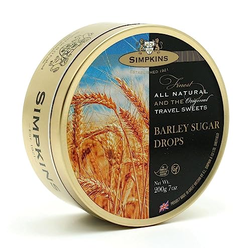 Simpkins Barley Sugar Travel Tin 200g - The Original Travel Tin Manufacturer - All Natural Colours and Flavours - Vegetarian and Vegan Friendly - Gluten and Dairy Free