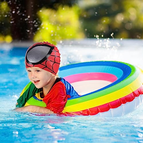 Iutoyye Swimming Cap, Unisex Waterproof Wings Water Sports Hat Pattern Long Hair Hat For Boys Girls Kids (Blue And Red) #TOP5