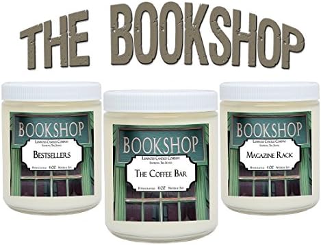 Book Candles - The Bookshop - Soy Candle Set Includes Magazine Rack, The Coffee Bar, Bestsellers - 3 x 4 oz Scented Candles - Literary Gift For Book Nerds