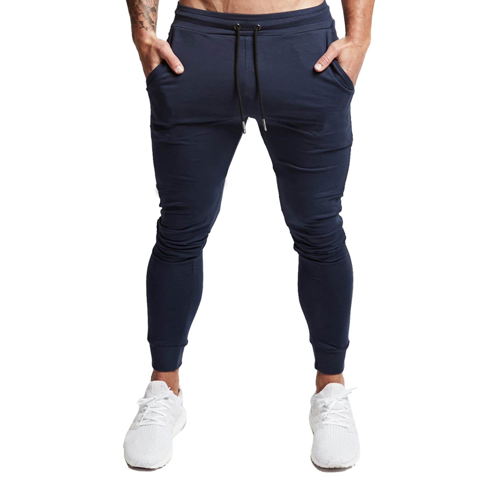 BUXKR Schlanke Herren-Jogginghose für Fitnessstudio, Laufen und Bodybuilding, athletische Jogginghose mit tiefen Taschen