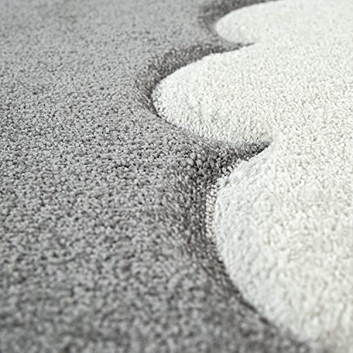 Modern Kids Rug With Clouds In Grey Pastel For Nursery, Size: 6'7" X 9'6" #TOP2