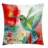 Oil Painting Bird Hummingbird Throw Pillow Case Cushion Cover Decorative Cotton Blend Linen Pillowcase for Sofa 18 