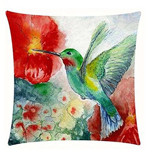 Oil Painting Bird Hummingbird Throw Pillow Case Cushion Cover Decorative Cotton Blend Linen Pillowcase for Sofa 18 
