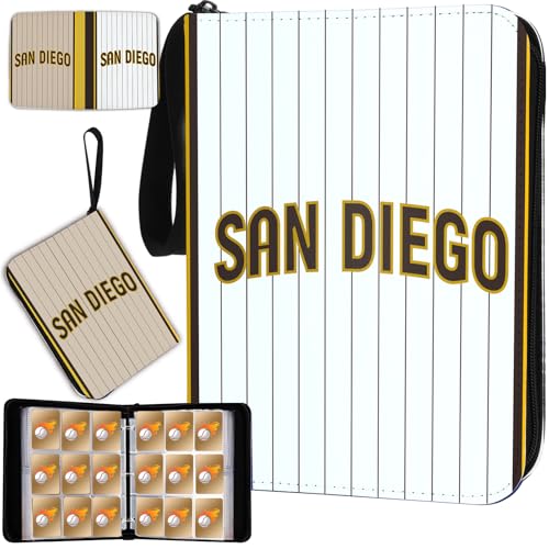 Baseball Card Binder with Sleeves 900 Pocket, San Diego Baseball Trading Card Holder Collector Album Sports Trading Card 3 Ring Binder Storage Book Folder Case