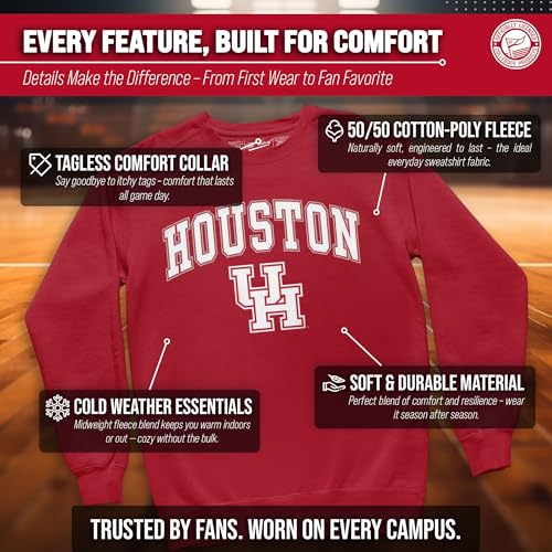 Image of NCAA College Sweatshirt Fleece Crewneck Pullover for Men and Women | Officially licensed NCAA college gameday crewneck pullover - 9 oz fleece lined sweatshirt with arch and logo design