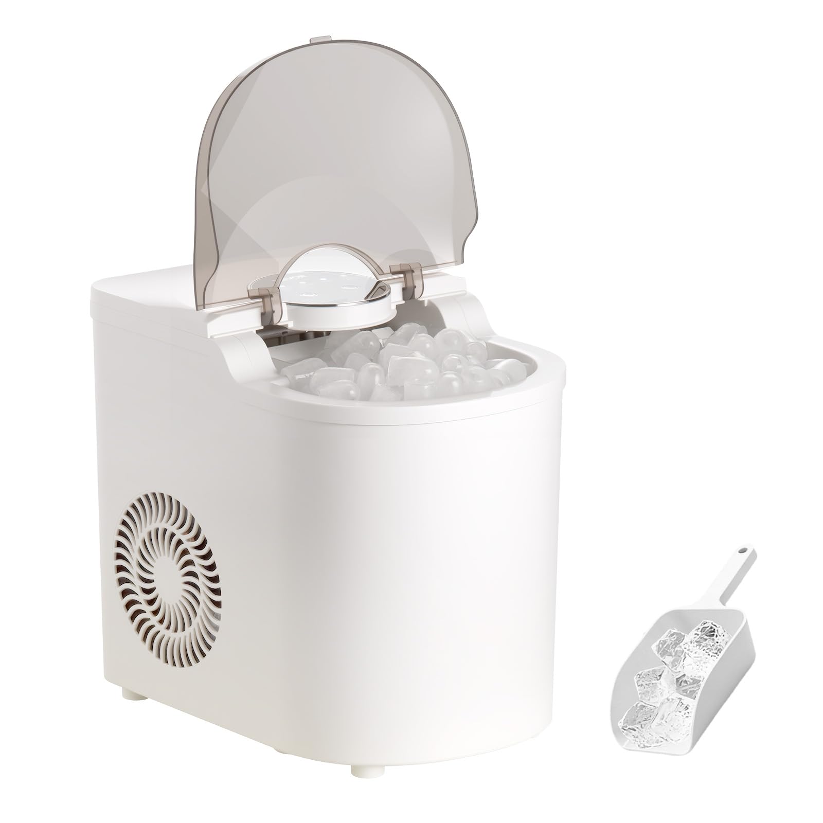VEVOR Tisch-Eiswürfelmaschine, 7 Eiswürfel in 6 Minuten, 11,8 kg pro Tag, selbstreinigendes Gerät mit Eisschaufel, Eiswürfelmaschine mit 2 Größen von Kugeleis für Zuhause Küche, Büro Bar Party