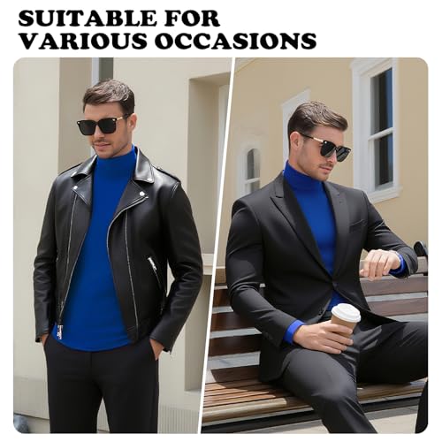 Image of Men's Turtleneck Casual Basic High Neck Long Sleeve T Shirts Half Neck Lightweight Pullover Sweater