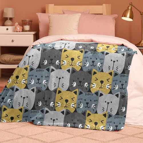 Couverture Polaire Tête De Chat Plaid Chaud Doux Lit et Canapé - 8