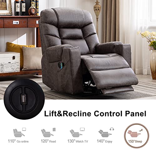 ANJ Electric Recliner Chairs with Massage and Heat, Faux Leather Power