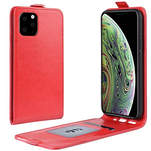 Protection intégrale iPhone 11 Pro clapet vertical cuir Crazy Horse rouge