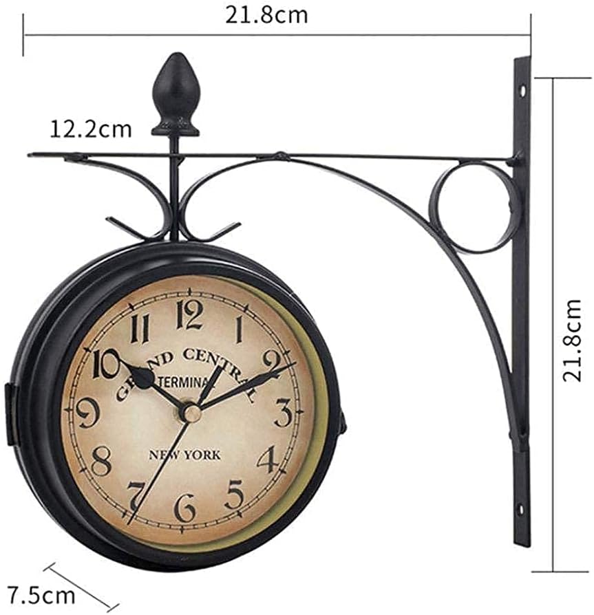 Wall Clock Art Clock Double Sided Wall Clock,Retro Wall Clock Outdoor Garden Wall Clock Outdoor Indoor Garden Wall Clock, Silent Non Ticking Wall Decor Clock