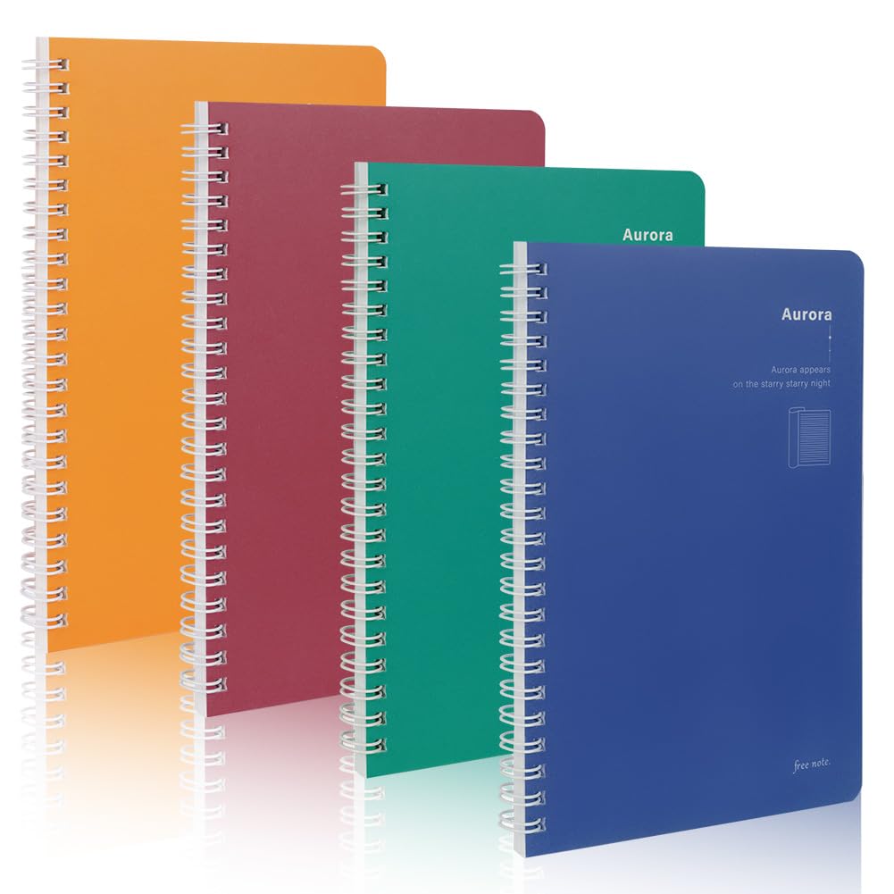 OFFCUP A5 Tapa Dura, 4pcs Bloc de Notas Espiral, 60 Fotos/120 Páginas Cuadernos, Cuaderno, Cuaderno Escolar, Diario, Bloc De Notas de Espiral Para la Universidad, Reuniones, Viajes (Colores Surtidos)