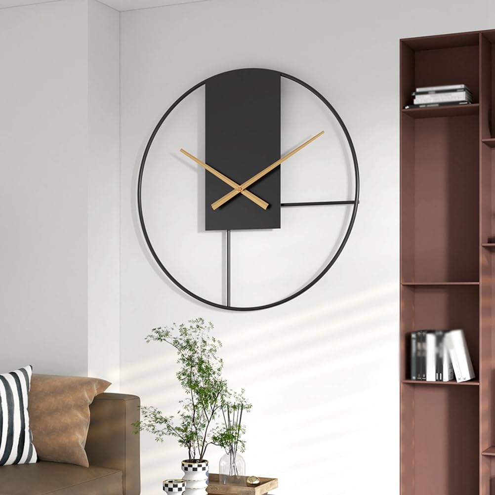Reloj de Pared metálico Moderno y Sencillo, de 20 Pulgadas, silencioso, Funciona con Pilas, Ideal como Elemento Decorativo para Sala de Estar, Cocina, hogar, baño o Dormitorio