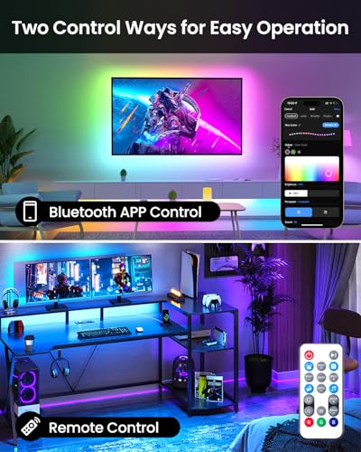 Image of Pak LED Strip Lights 105ft, RGBIC Color Changing Smart Lights with App, Remote & Voice Control, Music Sync, 64 Scenes, Flexible, DIY Cuttable, Easy Installation for Bedroom, TV, Gaming, Party