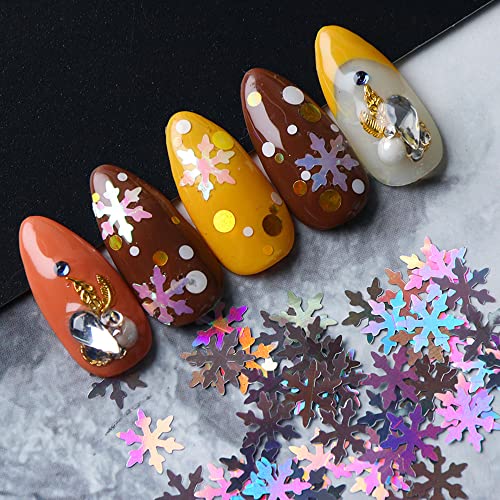 Snowflake Glitters For Nail Art, 24Grids Christmas Nail Flakes Holographic Snowflake Nail Glitters Winter Nail Art Designs Laser Sparkly Confetti Snowflakes For Christmas Party Decorations Supplies #TOP6