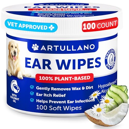 Image of Dog Ear Wipes - 100 Count - Unscented Ear Wipes for Dogs 100% Plant-Based