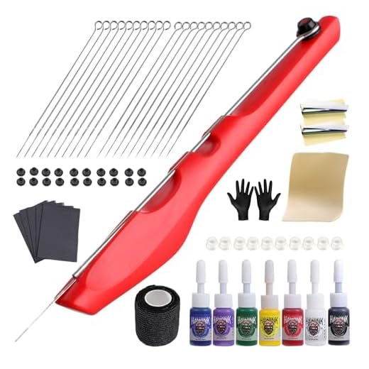 HAWINK Hand Poke und Stick Tattoo Set DIY Stifte Tool mit 7 Tattoo Farbe 20PCS Tattoo Nadeln Zubehör für Tattoo-Liebhaber GK-HW803TN01EU-2