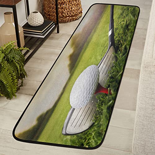 Golf Ball Runner Rug Sport Golf Non Slip Area Long Rug Hallway Entry Living Room Modern Carpet (2'X6') #TOP22
