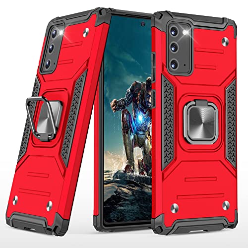 YmhxcY Galaxy Note 20 Case, Samsung Note 20 5G Case, Armor Grade Cases with Rotating Holder Kickstand Non-Slip Hybrid Rugged Phone Case for Samsung Galaxy Note 20 6.7'-KK Red