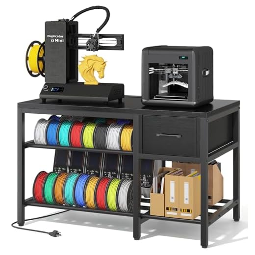 ⚡ Anrigeail 3D Printer Stand with Filament Storage – Heavy Duty Metal 3D Printer Table with Drawer and Power Hub for Workshop, Studio, and Office