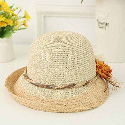 Geekcook Unisexe Chapeau de Soleil,Chapeau de Paille Raphia Printemps et été Chapeau de Soleil de Mode Dames écran Solaire Chapeau de Soleil Chapeau de Plage Pliable-Beige_Taille Unique (56-60cm) Cover
