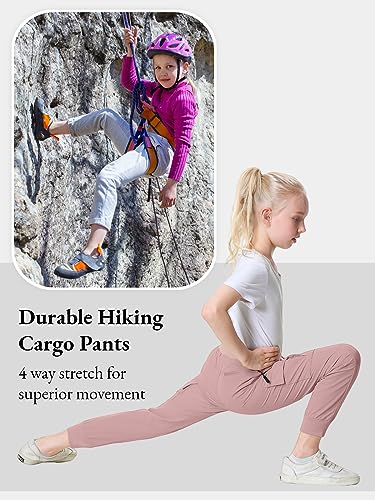 Image of EXARUS Girls Hiking Cargo Pants Joggers Teen Quick Dry Lightweight Slim Fit | Tween Youth Camping Pants Kids Hip Hop Dance Athletic Tapered Lightweight Track Safari Drawstring Woven /Knit 6-14Y