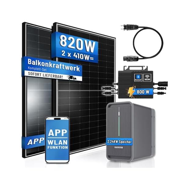 Pianeta 870W Balkonkraftwerk mit 2.2kw speicher von Marstek und Eway 800W wechselrichter