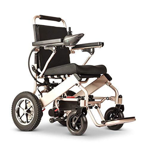 Fold And Travel Lightweight Electric Wheelchair, Mobility Scooter Wheel Chair, Aviation Travel Safe Power Wheelchair Foldable Silla De Ruedas Electrica Para Adultos (Gold, 17") #TOP6