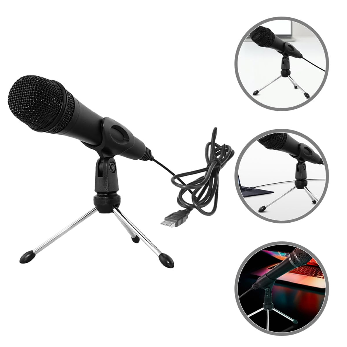 Toddmomy Microfono USB a Condensatore per Computer, Set da 1 Pezzo Nero