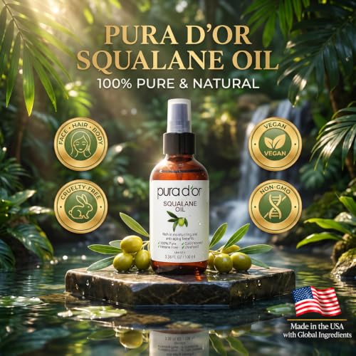 PURA D'OR Pure Squalane Oil Moisturizer for Face Hair & Body, 3.38oz | Lightweight Hydration, Softer Smoother-Looking Skin, Fast-Absorbing, Non-Greasy, Vegan, Cruelty-Free, All Skin Types - image 4