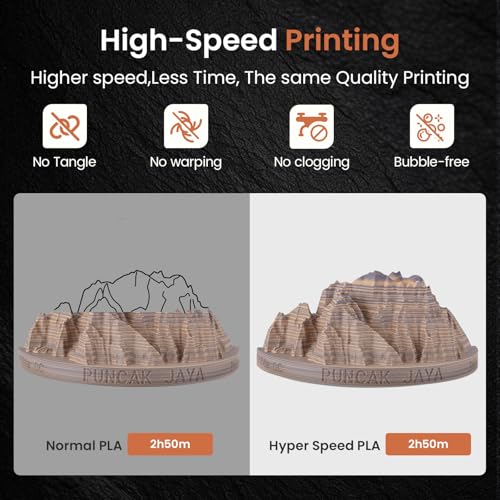 Image of ERYONE Matte Rock Rainbow 3D Printer PLA Filament 1.75 + /-0.03mm, Matte Multicolor Filament PLA 1KG(2.2LBS) Spool, 30-500mm /s High Speed Printing Twist Rainbow PLA, Totem Carving