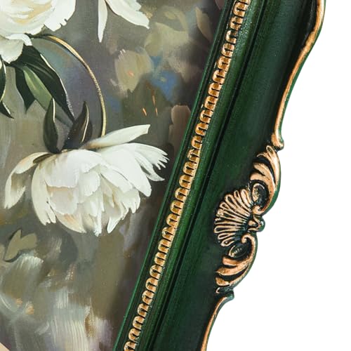 Image of Saysmile Vintage 8x10 Picture Frame Green, Textured Antique Picture Frames with Embossed Flower Design, Ornate Frame for 8x10 Photo, Resin Antique Frames Tabletop & Wall Hanging, Home Decor